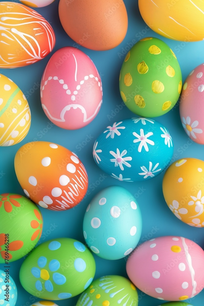 Vibrant Easter Egg Array: Festive Background with Painted Springtime Designs