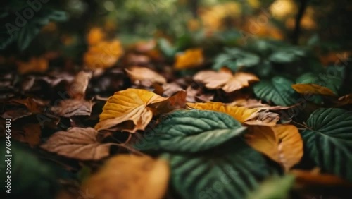 Autumn leaves on the ground 4k video background photo