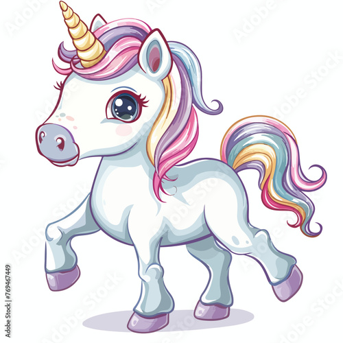 Cute baby unicorn isolated on white background clipart