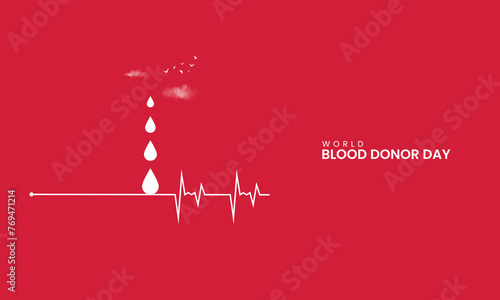 World blood donor day, blood donor, drop blood, design for social media banner, poster, vector illusrtation photo