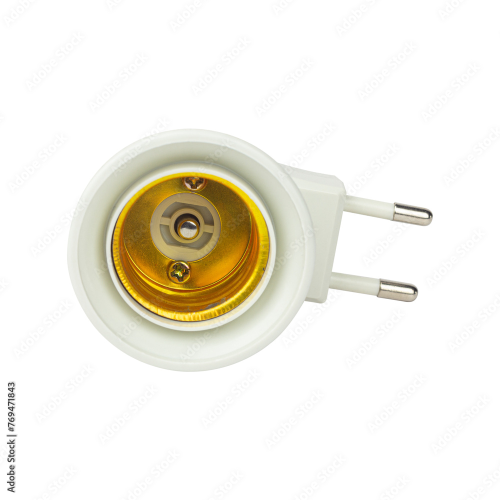 lamp adapter, plug with socket for a light bulb, isolated from the background lamp adapter, plug with socket for a light bulb, isolated from the background