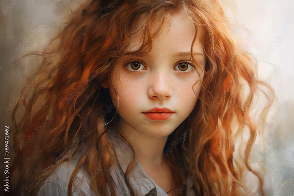 Closeup portrait of beautiful young girl