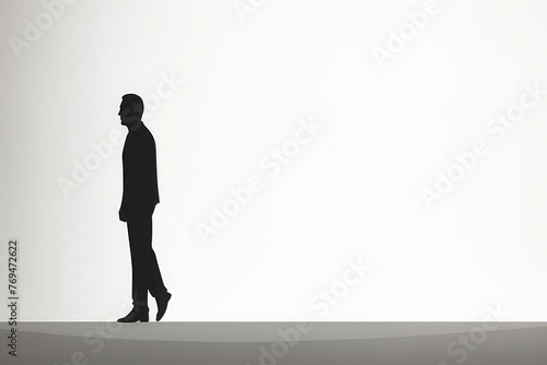 A single, elongated figure stands in silhouette against a plain white background. © DK_2020