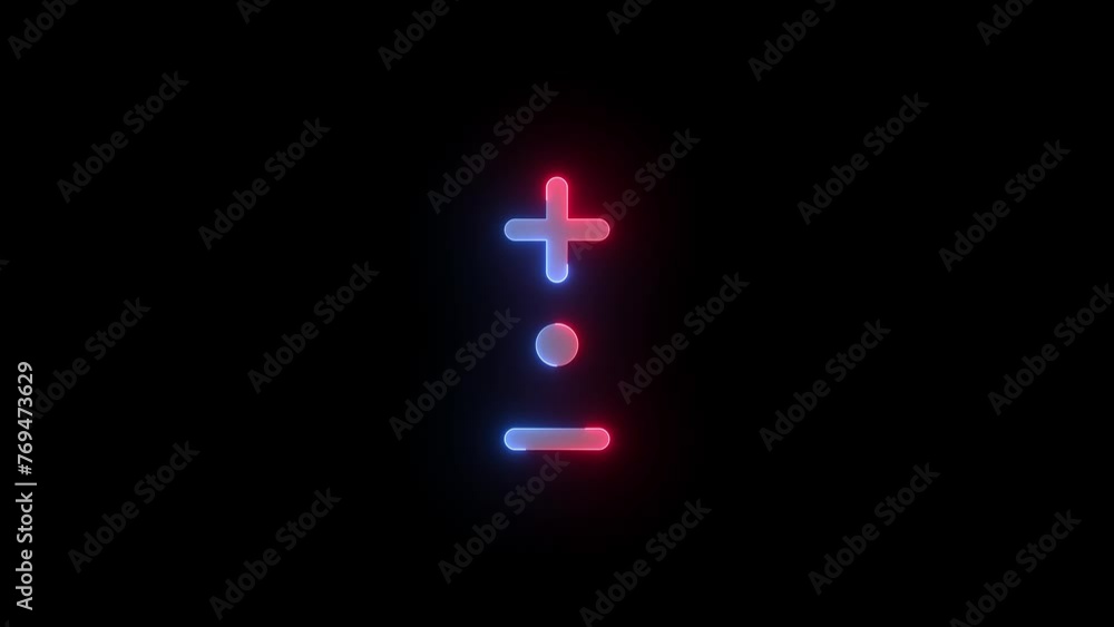 Neon zoom mode icon blue red color glowing animation black background Neon zoom mode icon blue red color glowing animation black background
