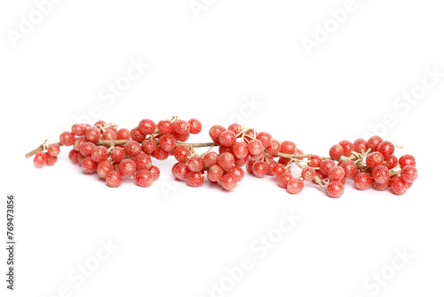 Red Buffaloberry or Soapberry on white background photo