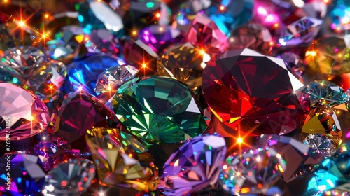 Colorful Gems Shine Brightly in the Light A Rainbow of Jewels for a Sparkling Summer Generative AI