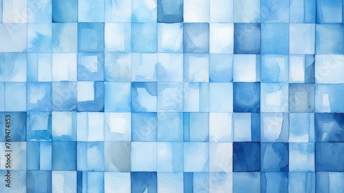abstract blue watercolor tiles background