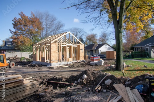 wooden house under construction