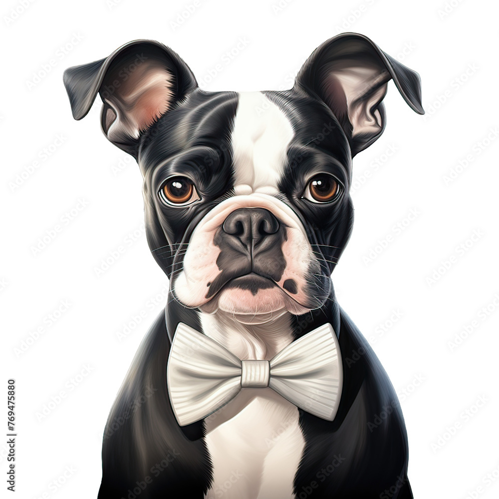 Boston Terrier in a bow tie Ai Generative
