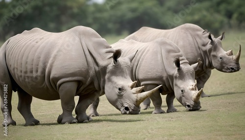 A Rhinoceros In A Herd With Others