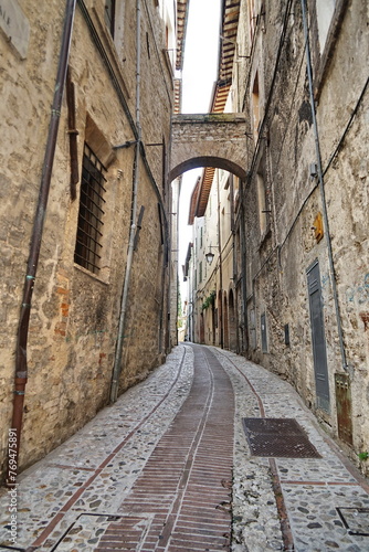 Alley in the historic center of Spoleto, Italy