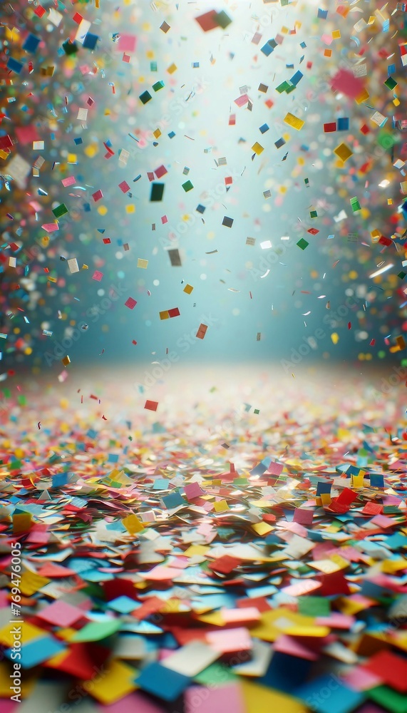 Celebration Confetti Explosion in Festive Blue Ambience