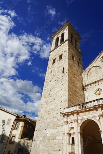 Bell tower of the Cathedral of Santa Maria Assunta in Spoleto, Italy