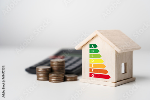 Fotografie House energy efficiency, energy efficient rating class concept, eco home renovation save cost