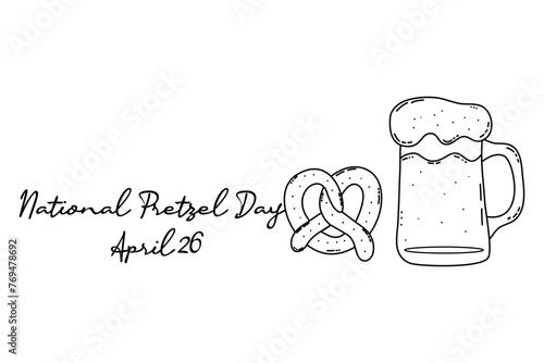 line art of National Pretzel Day good for National Pretzel Day celebrate. line art. illustration.