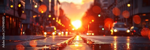 Sunset on a Rainy Street A Glimpse of the Monthly Solar Eclipse Generative AI