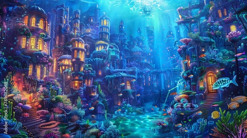 Underwater Cityscape A Vibrant Aquatic Adventure Generative AI