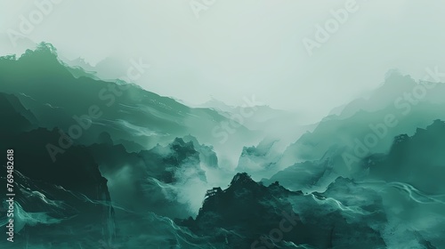 Chinese ink landscape painting illustration abstract background decorative painting photo
