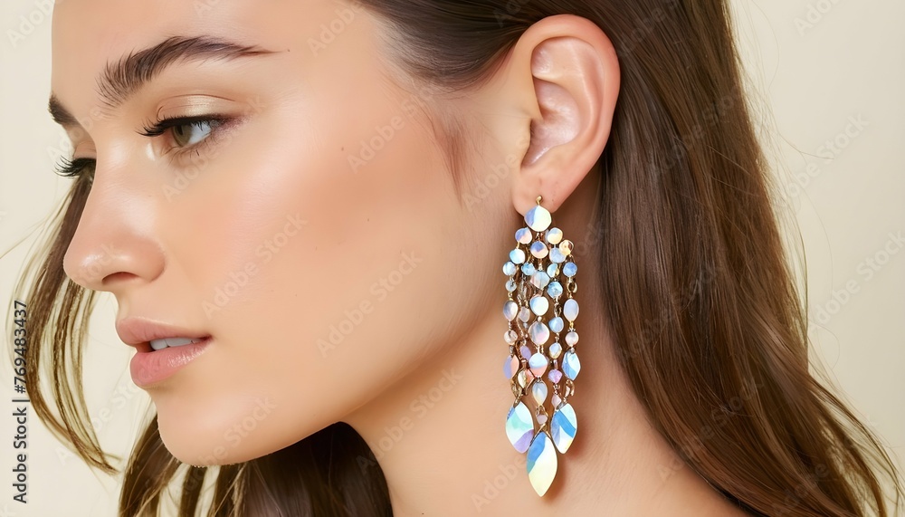 A Pair Of Drop Earrings Featuring Cascading Chains