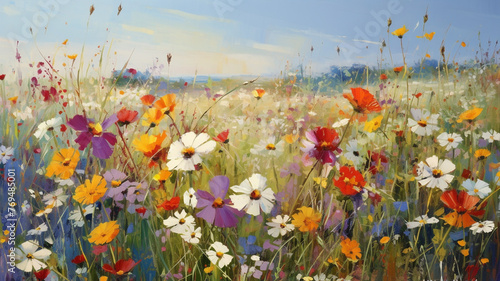 A cluster of wildflowers painting the countryside with bursts of color. © Riffi artist