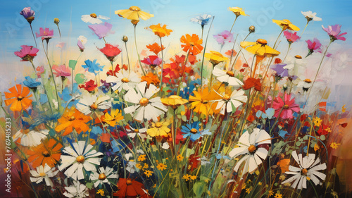 A cluster of wildflowers painting the countryside with bursts of color.