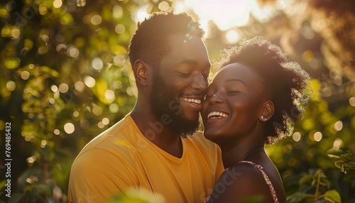 Loving African Couple Sharing Joyful Moment