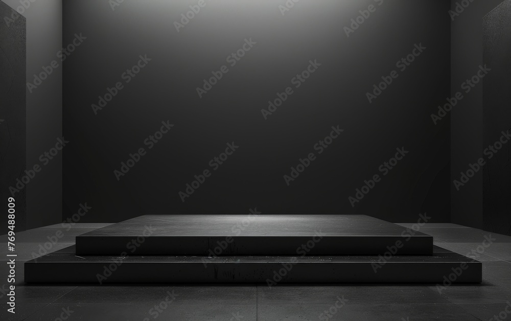 Platform on dark background with glowing light. Product presentation template. 3D display - obrazy, fototapety, plakaty 