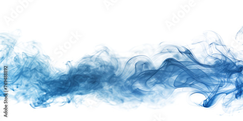 blue smoke steam isolated on white or transparent