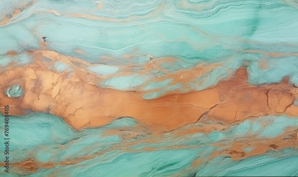 Fototapeta premium Mint Marble with Bronze Horizontal Background, Generative AI