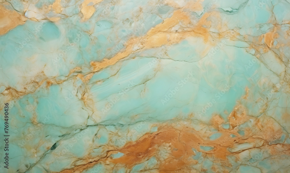 Mint Marble with Bronze Horizontal Background, Generative AI