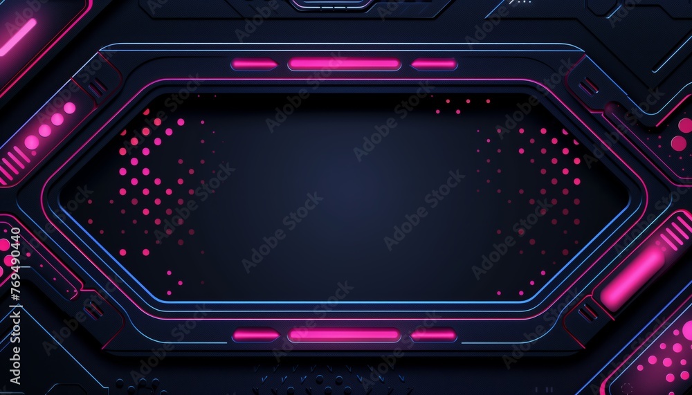 Fototapeta premium background design for a game streamer, with a dark color palette and neon pink accents
