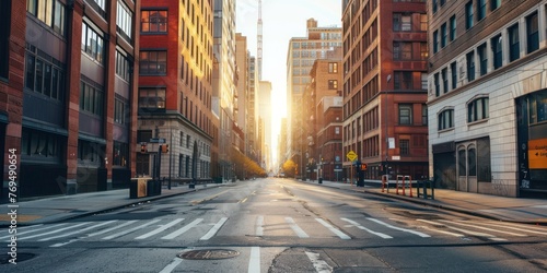 Fototapeta Naklejka Na Ścianę i Meble -  Classical architecture and urban roads, empty road in the city