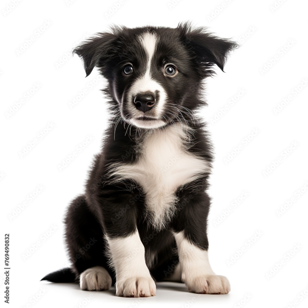 border collie puppy isolated on white background