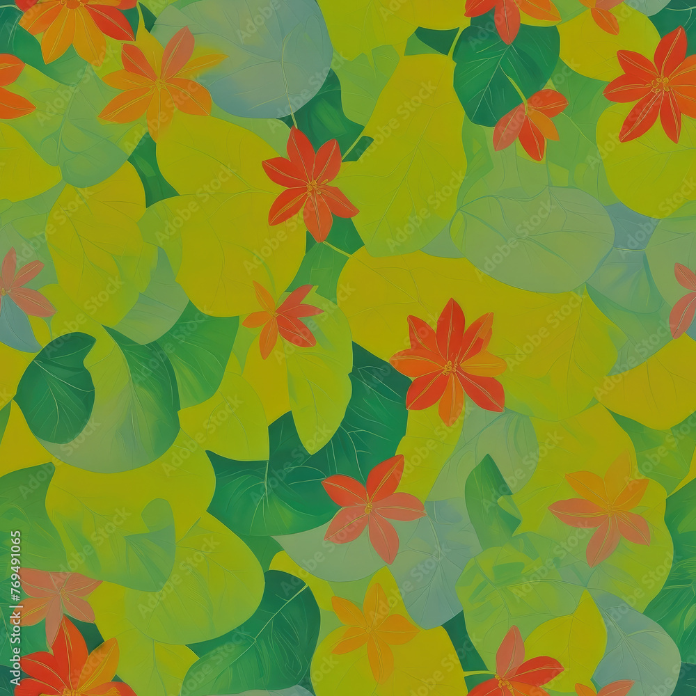 Flowers. Abstract seamless pattern. AI generated. Flowers. Abstract seamless pattern. AI generated.