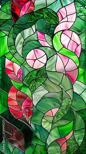 Detailed view of a stained glass window showcasing intricate patterns and vibrant colors  background  wallpaper