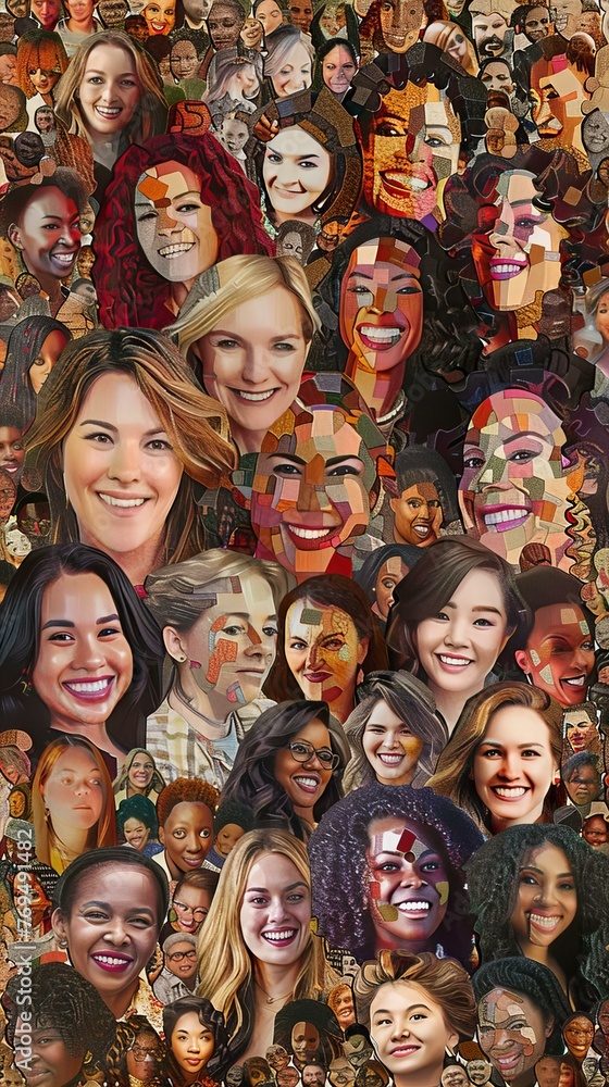 Mosaic Artwork of Diverse Faces Mosaic Artwork of Diverse Faces