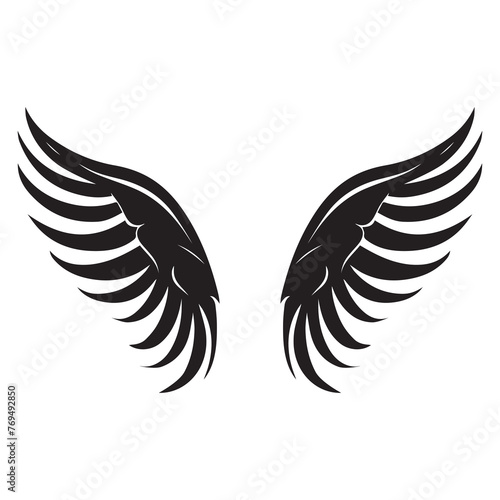 Wings style black icon vector feathers beautiful design.