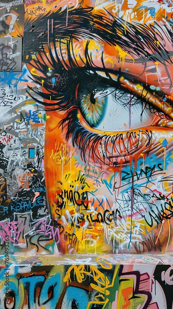 Obraz premium Urban Street Art Mural with Intense Graffiti