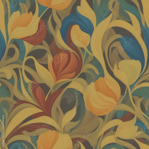 Flowers. Abstract seamless pattern. AI generated. 