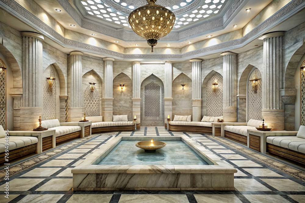 Interior of  a Turkish hammam spa
