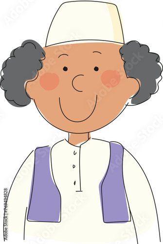 Cute arab boy with a cap on his head.