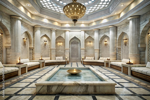 Interior of  a Turkish hammam spa photo