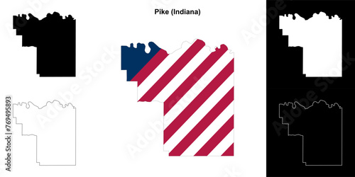 Pike county (Indiana) outline map set photo