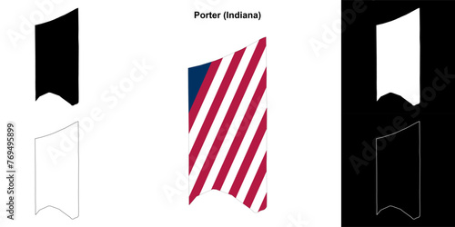 Porter county (Indiana) outline map set