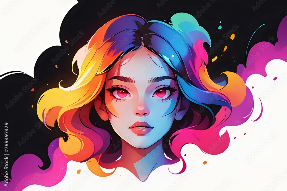 Cosmic Dream Girl Portrait.
A dreamy face set against cosmic swirls of color, suited for avant-garde fashion and surreal artwork.