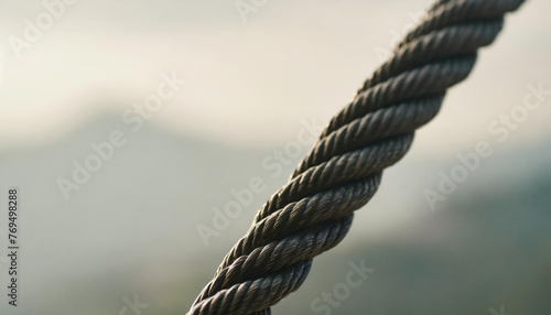 Closeup of thick gray rope