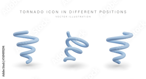 Tornado icon in realistic style. Giant spiral, bad weather, threat to life