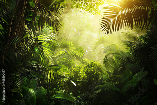 Sunlight on tropical forest