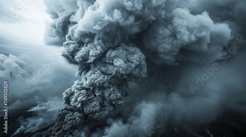 A large plume of grey smoke rising from the sky, creating a dramatic backdrop, background, wallpaper