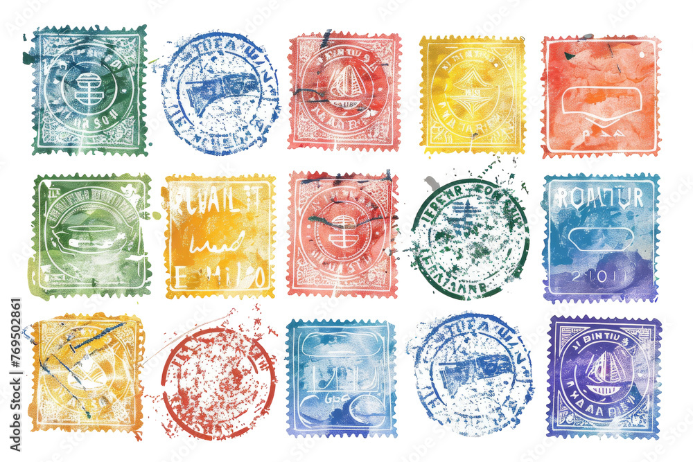 Assorted Variety of Stamps Displayed Together